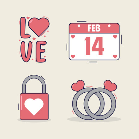 Set of doodle element for valentine's day. Vector illustration in flat styleのイラスト素材