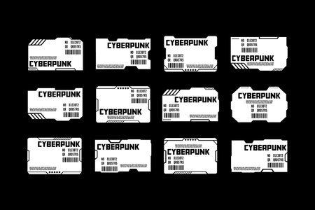 Futuristic cyberpunk sci fi interface element hud technology frame set graphic vector design templateのイラスト素材