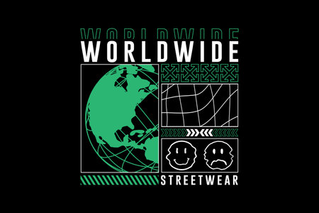 Futuristic worldwide graphic tee design streetwear style templateのイラスト素材