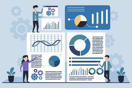 businessman and businesswoman with infographic and planning strategy vector illustrationのイラスト素材