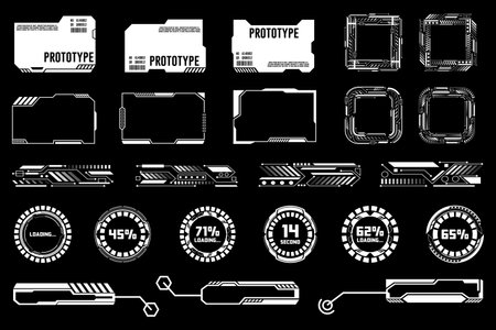 Futuristic HUD Interface Elements and Prototype Labels. Design Ui Templates Simple Layoutのイラスト素材