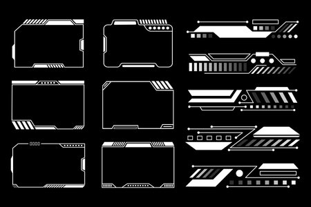 Futuristic HUD Elements and Interface Frames. Cyberpunk Technology Designのイラスト素材