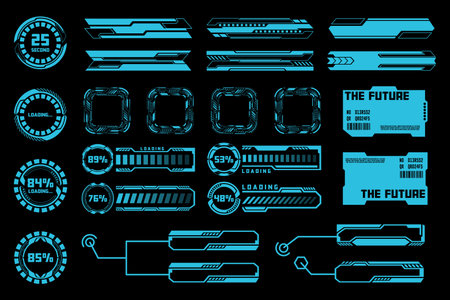 Futuristic HUD Interface Elements Set. Loading Bars and Sci fi Collectionのイラスト素材