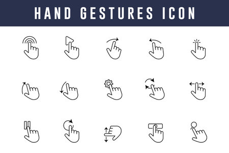 Hand Gesture Icons Set. Interactive UI Elements for Mobile and Touch Interfacesのイラスト素材
