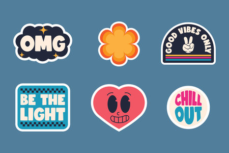 Retro Quote Sticker Pack Vintage Style Design Templatesのイラスト素材