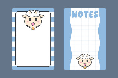 Cartoon Sheep Notebook and Planner Template. Cute Stationery Designのイラスト素材