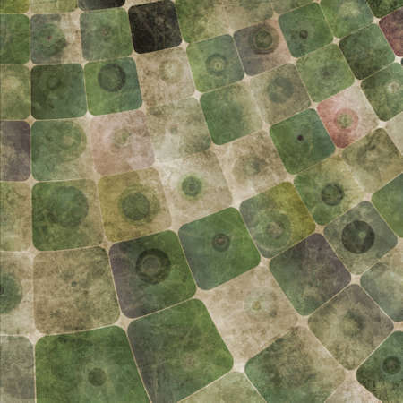 An abstract grungy image of squares curved,  in green tonesの写真素材