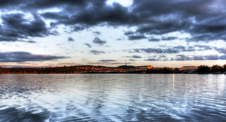 Lake Ginninderra at Sunset in the Canberra suburb of Belconnen の写真素材