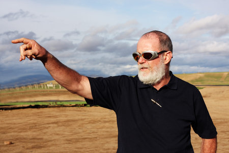 An adventurer person in the Mongolian mountainsの写真素材