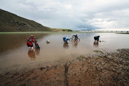Mountain Biking Adventure in the Mongolian Mountainsの写真素材