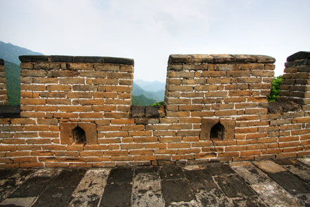 Great Wall of China on a clear dayの写真素材