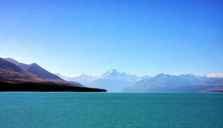Mount Cook in New Zealand on a blue day