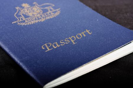Australian Passport on black backgroundの写真素材