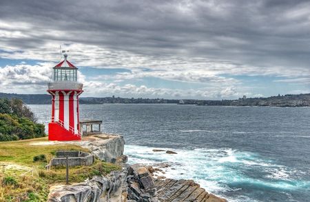 South Head, Port Jackson (Sydney Harbour.) Lighthouse built 1858, after shipwrecks of the Dunbar and the Catherine Adamson.の写真素材