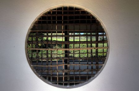 Balinese house in a tranquil Japanese gardenの写真素材