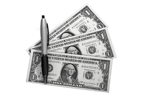 counting money against white background