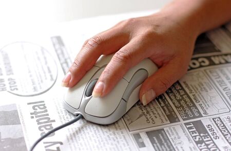 searching for a job conceptual image with mouseの写真素材