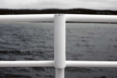 Blue Guard Rail on a boatの写真素材