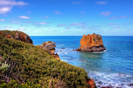 Scenic View along the Great Ocean Roadの写真素材