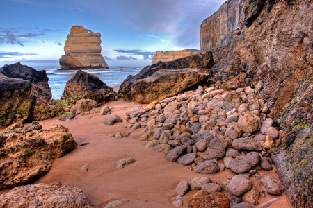 gibson steps and the twelve apostoles along great ocean roadの写真素材