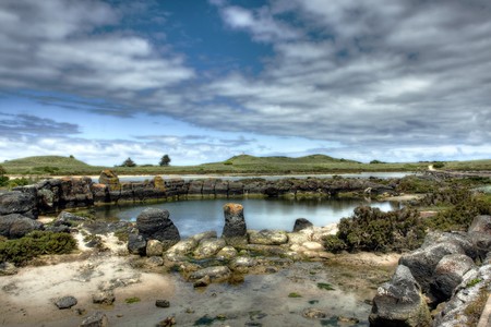coastal landscape along great ocean roadの写真素材