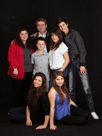 large caring family of sevenの写真素材