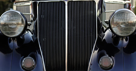 closeup of a classic vintage carの写真素材