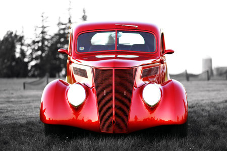 classic red vintage carの写真素材