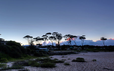 mollymook beach basked in late lightの写真素材