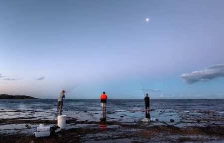 mollymook beach basked in late lightの写真素材