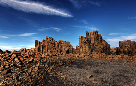 unusual coastal rock formations at kiamaの写真素材