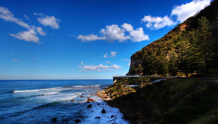 Sea Cliff Bridge along the Grand Pacific Driveの写真素材
