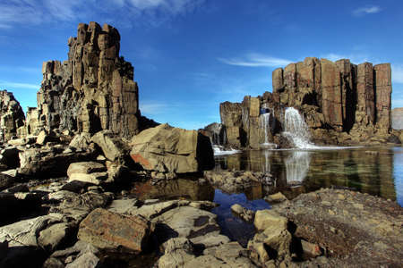 unusual coastal rock formations at kiamaの写真素材