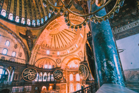 Interior detailed view of Hagia Sophia,a Greek Orthodox Christian patriarchal basilica or church was...