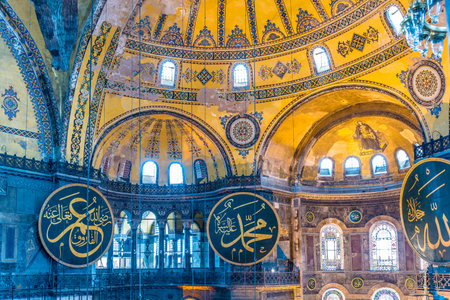 Interior detailed view of Hagia Sophia,a Greek Orthodox Christian patriarchal basilica or church was...