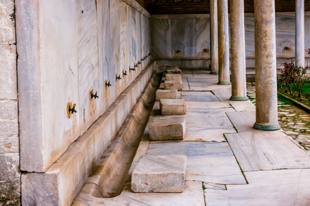 Ablution fountain of Hagia Sophia,a Greek Orthodox Christian patriarchal basilica (church),built in 537 AD, later an imperial mosque, and now a museum.ISTANBUL, TURKEYのeditorial素材