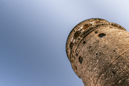 View of Galata Tower(Turkish: Galata Kulesi) called Christ Tower by Genoese a famous medieval...