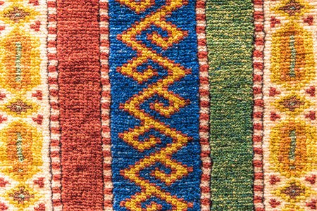 Handmade woven rug and tapestry,vintage carpets on a Turkish bazaar. Traditional Turkey rugs  in...
