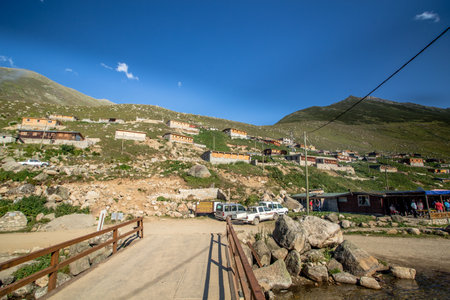 Village of Kavrun plateau or tableland in Kackar Mountains or simply Kackars in Camlihemsin, Rize, Turkey.のeditorial素材