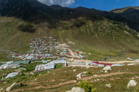 Village of Kavrun plateau or tableland in Kackar Mountains or simply Kackars in Camlihemsin, Rize,...