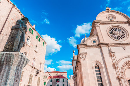 Exterior view of St James cathedral in Sibenik,Croatia.May 26,2017のeditorial素材