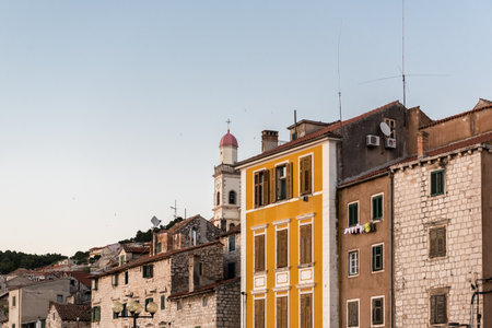 A Historical building in Sibenik,a popular travel destination for historical architecture,narrow stone streets in Croatia.May 26,2017のeditorial素材