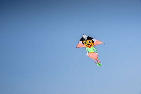 Colorful kite flying over bosphorus with blue sky in Istanbul,Turkey.の写真素材