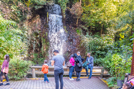 Unidentified people spending time at Masukiye,a popular destination for locals and tourists.Kocaeli.Turkey.22 October,2017のeditorial素材