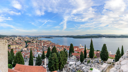 Sibenik old town panorama, view St. Michael  fortress: SIBENIK CROATIA,May 29,2017のeditorial素材