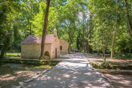 Unidentified people walk and explore Krka National Park,is one of the Croatian national parks in Sibenik,Croatia,27 May 2017のeditorial素材