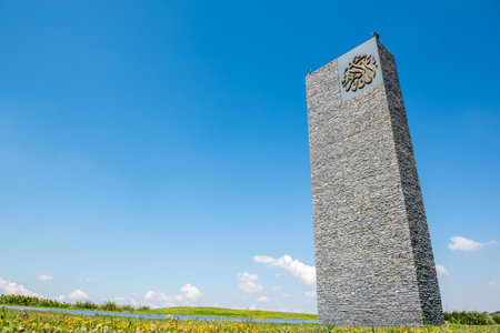 Exterior view of famous Sancaklar mosque minaret in Buyukcekmece,Istanbul,Turkey.30 July 2017のeditorial素材
