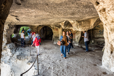 People walking and exploring famous incegiz cave in Catalca,Istanbul,Turkey.TURKEY, ISTANBUL,30 JULY 2017のeditorial素材