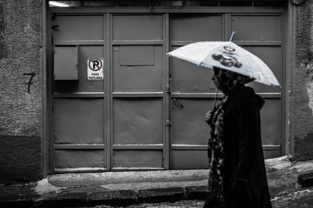 People walking at Traditional street of  balat area.Street view in historical Balat district. Balat is popular attraction in Istanbul.ISTANBUL, TURKEY - May 6, 2017のeditorial素材