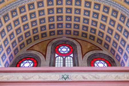 Interior view of Grand Synagogue of Edirne or Edirne Synagogue that is a historic Sephardi synagogue in Edirne,Turkey.17 October 2015のeditorial素材